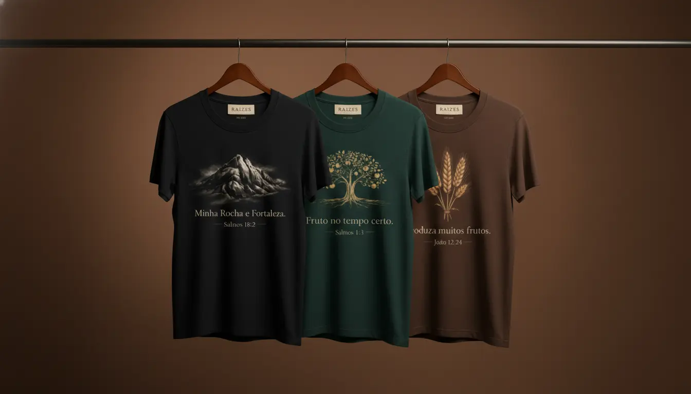 Homem vestindo camiseta essencial Raízes em ambiente urbano